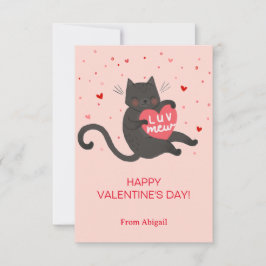 Niedliche Katze Kinder Klassenzimmer Valentinkarte Einladung