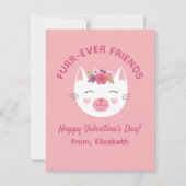 Niedliche Katze Kinder Valentinstag Klasse Mitteilungskarte (Vorderseite)