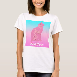 Niedliche Katze Kirschblüte Blume Sakura T-Shirt