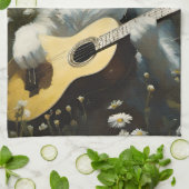 Niedliche Katze Kitten Acoustic Gitarre spielen Geschirrtuch (Gefaltet)