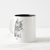 Niedliche Katze Kitten Black & White Sketch Person Zweifarbige Tasse (Vorderseite Links)