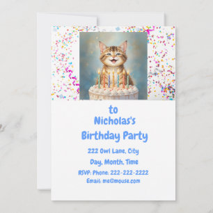 Niedliche Katze Kitten Geburtstagsparty Einladung