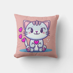 Niedliche Katze Kitten mit Herz Valentine Inspirie Kissen