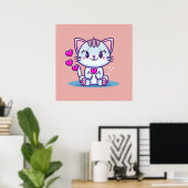 Niedliche Katze Kitten mit Herz Valentine Inspirie Poster (Heimbüro)