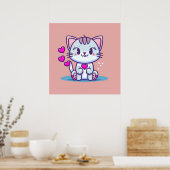 Niedliche Katze Kitten mit Herz Valentine Inspirie Poster (Küche)