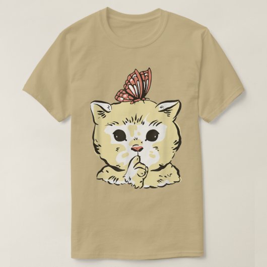 Niedliche Katze Kitten mit Schmetterling T-Shirt (Design vorne)
