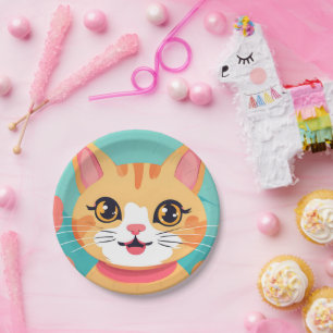 Niedliche Katze Kittier Haustiere Geburtstagsparty Pappteller