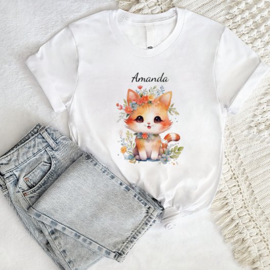 Niedliche Katze Kitty Kitten Katze mit Blume Katze T-Shirt