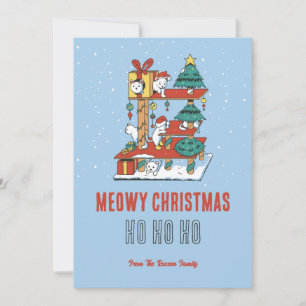 Niedliche Katze Kitty Tree Schnee Winter Meowa Wei Feiertagskarte