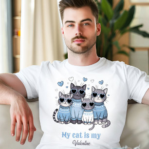 Niedliche Katze Kitty Valentine Blue Individuelle T-Shirt