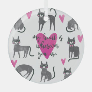 Niedliche Katze: Liebe als Illustration. Ornament Aus Glas