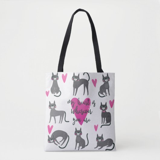 Niedliche Katze: Liebe als Illustration. Tasche (Vorderseite)