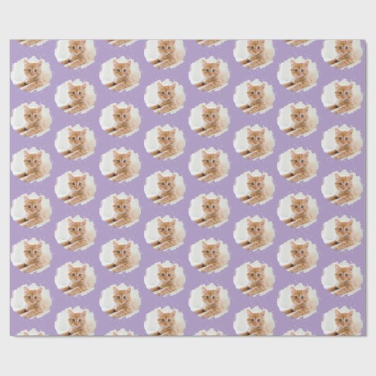 Niedliche Katze Liebe Personalisiertes Foto Muster Geschenkpapier (Flach)