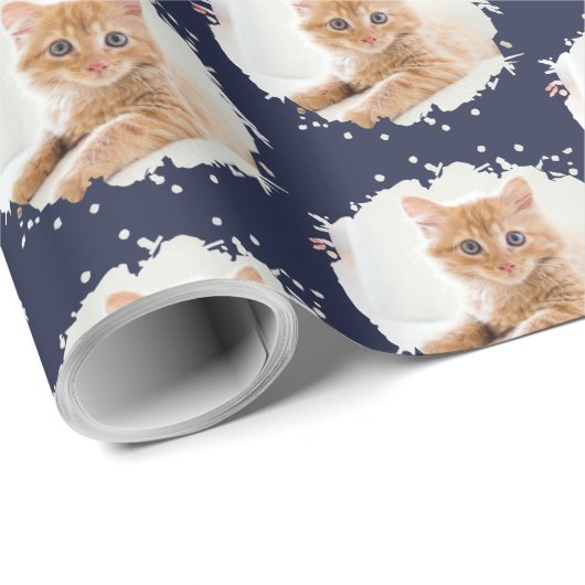 Niedliche Katze Liebe Personalisiertes Foto Muster Geschenkpapier (Rolleneckpunkt)