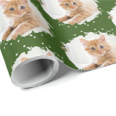 Niedliche Katze Liebt Personalisiertes Foto Muster Geschenkpapier (Rolleneckpunkt)
