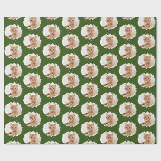 Niedliche Katze Liebt Personalisiertes Foto Muster Geschenkpapier (Flach)