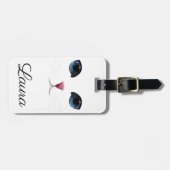 Niedliche Katze Lover Adorable Face White Gepäckanhänger (Vorderseite horizontal)