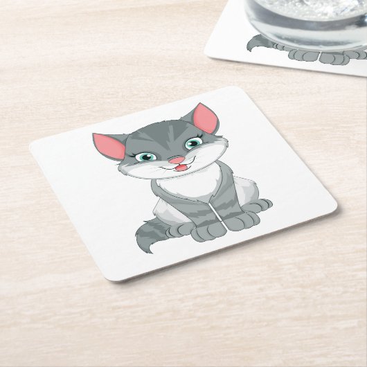 Niedliche Katze Lover Geschenk Grau Kitty Gray Tab Rechteckiger Pappuntersetzer (angewinkelt)