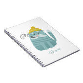 Niedliche Katze, lustig. Winterblauer Cartoon Spaß Notizblock (Rechte Seite)