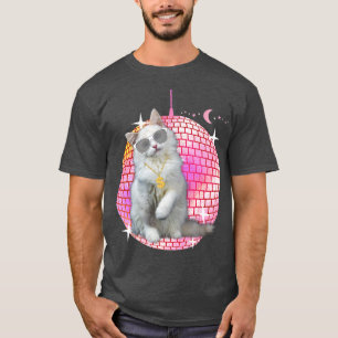 Niedliche Katze, lustige Katze, Disco Retro Techno T-Shirt