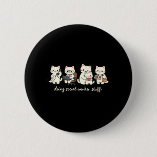 Niedliche Katze macht Sozialarbeiter-Kram Psychisc Button