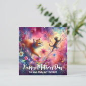Niedliche Katze Mama farbenfrohe Wasserfarbe Mutte Karte (Stehend Vorderseite)