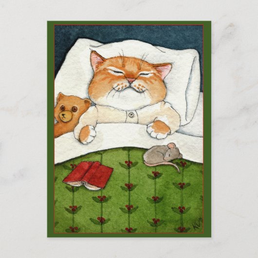 Niedliche Katze, Maus, Teddybär Weihnachtspostkart Postkarte (Vorderseite)