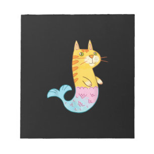 Niedliche Katze Meerjungfische Schwimmen Notizblock