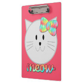Niedliche Katze Meow Rainbow Bow Pink Glitzer Kind Klemmbrett (Links)