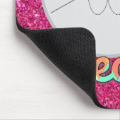 Niedliche Katze Meow Rainbow Bow Pink Glitzer Kind Mousepad (Ecke)