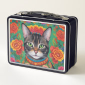 Niedliche Katze mexikanisches Metal Lunchbox (Rückseite)