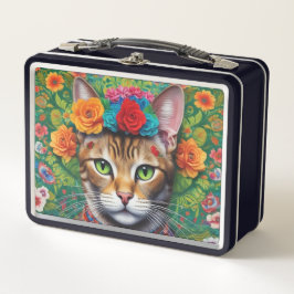 Niedliche Katze mexikanisches Metal Lunchbox