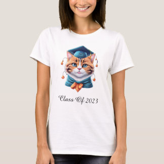 Niedliche Katze mit Abschluss, personalisierter Te T-Shirt