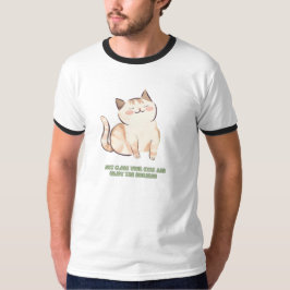 Niedliche Katze mit Augen geschlossen und Slogan T-Shirt