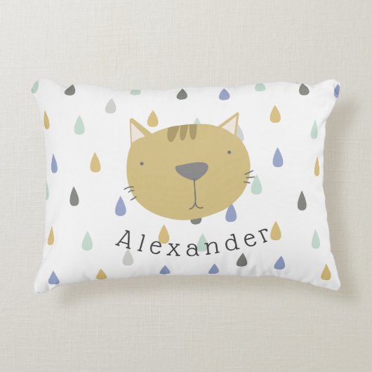 Niedliche Katze mit benutzerdefinierbarem Namen Dekokissen (Vorderseite)