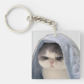 Niedliche Katze mit Blanket Schlüsselanhänger (Vorderseite)