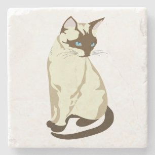 NIEDLICHE KATZE MIT BLUE AUGEN STEINUNTERSETZER