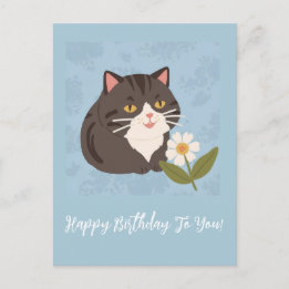 Niedliche Katze mit Blume Happy Birthday Personali Feiertagspostkarte