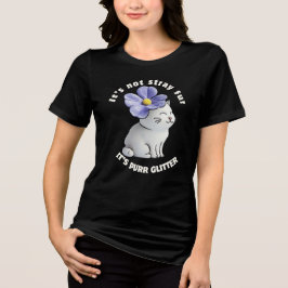 Niedliche Katze mit Blume Hat - Purer Glitzer Zita Tri-Blend Shirt