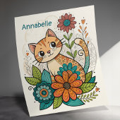 Niedliche Katze mit Blume Poster