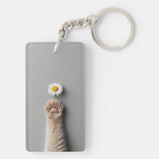 niedliche Katze mit Blume Schlüsselanhänger (Rückseite)