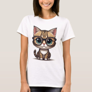 Niedliche Katze mit Brille-T - Shirt