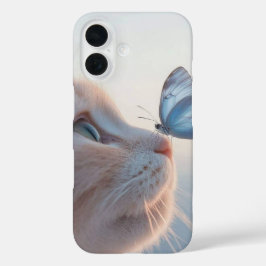 Niedliche Katze mit Butterfly iPhone 16 Hüllen