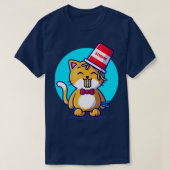 Niedliche Katze mit Chopstick Cartoo T-Shirt (Design vorne)