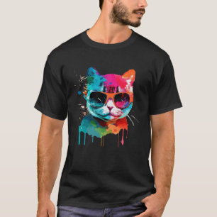 Niedliche Katze mit cooler Sonnenbrille für Kätzch T-Shirt