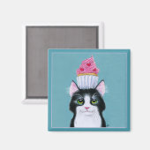 Niedliche Katze mit Cupcake-Magnet Magnet (Vorderseite/Rückseite)
