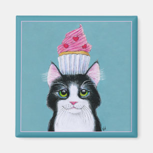 Niedliche Katze mit Cupcake-Magnet Magnet
