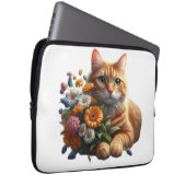 Niedliche Katze mit einem Bouquet an Blume Laptopschutzhülle (Vorne Rechts)