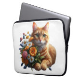 Niedliche Katze mit einem Bouquet an Blume Laptopschutzhülle (Vorderseite Links)