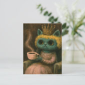 Niedliche Katze mit einem Kaffee Postkarte (Stehend Vorderseite)